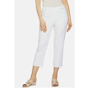 H by Halston Studio Stretch Crop Petite Pull-on Pants White 18P New A289514